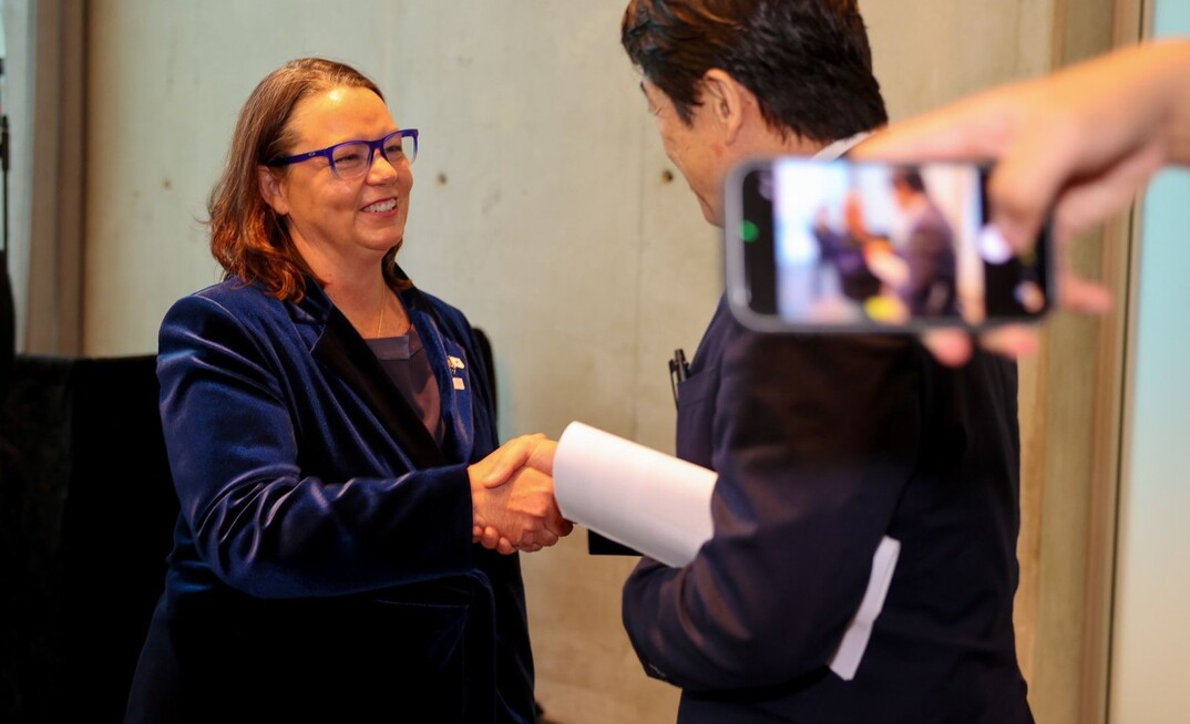 Resources minister Madeleine King meets Japan's parliamentary vice-minister of economy, trade and industry Akiyoshi Kato in Perth.