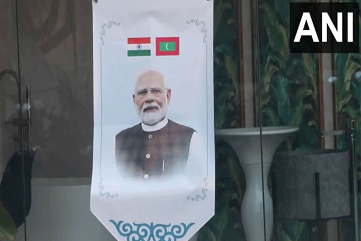 Male decked up with banners, Indian flags ahead of PM Modi's arrival
