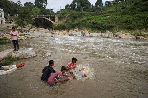 Devotees immerse idols of Lord Bishwokarma with fanfare in Nepal