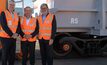 WA premier Roger Cook standing between Engenco CEO Dean Draper and Gemco Rail executive general manager Geoff Thorn.
