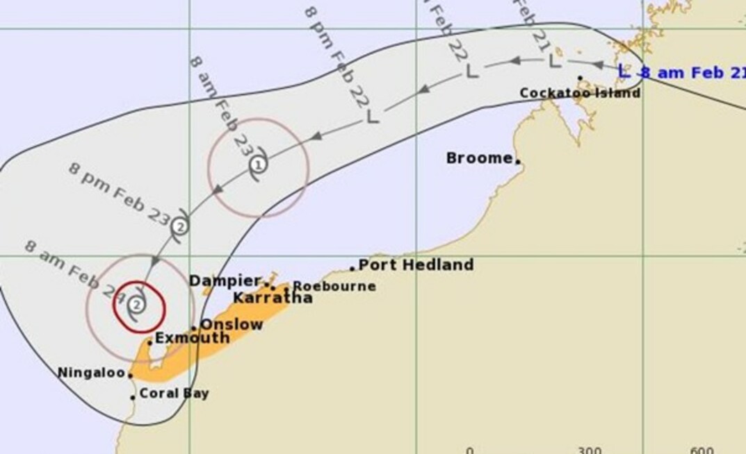 The estimated trajectory of Ex-Tropical Cyclone Lincoln