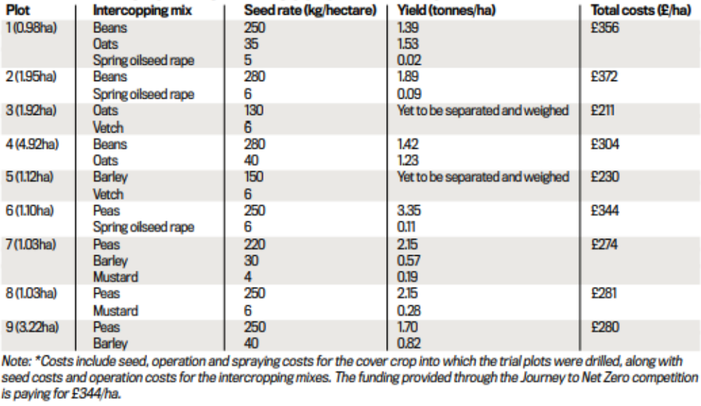 TABLE 1: INTERCROPPING TRIAL COSTS AND YIELDS
