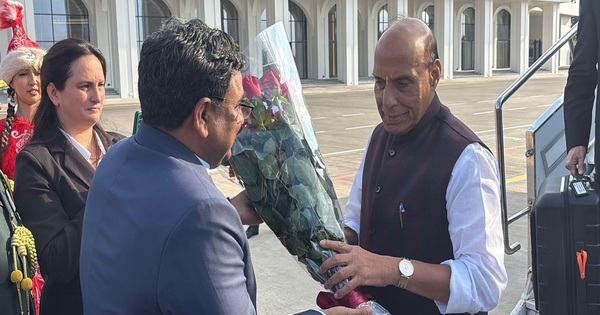 Kyrgyzstan: Rajnath Singh arrives in Bishkek to attend SCO Defence Ministers' Meeting