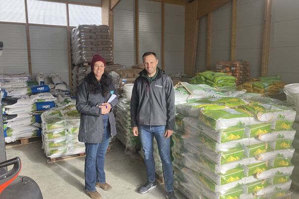 Nuffield Scholar Nicole Logg, pictured with Julian Cabrol from EuroPhyto - a family-owned supplement business in Rodez, southern France - as part of her Nuffield Scholarship travels in 2023.