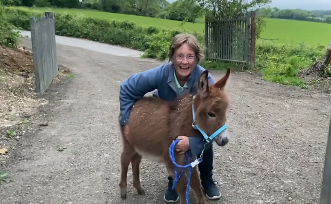 Pamela Jessopp, owner of Miller's Ark Animal farm, was delighted to be reunited with baby donkey Moon
