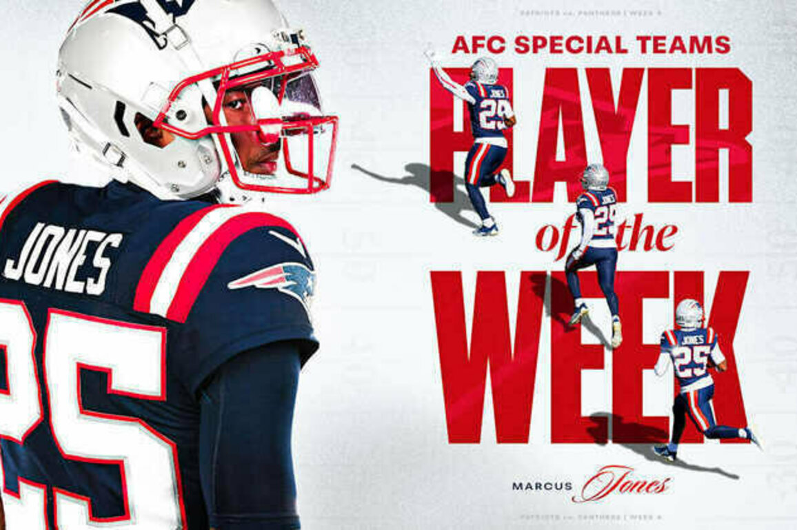 Marcus Jones Named AFC Special Teams Player of the Week