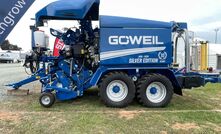 The Goweil G125 baler and wrapper is available through Techgrow Ag.