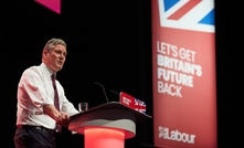 Speaking at the 2023 Labour Party Conference. Leader of the Opposition, Sir Keir Starmer today pledged to invest in gigafactories, steel and the clean energy transition. Credit: Martin Suker, via Shutterstock