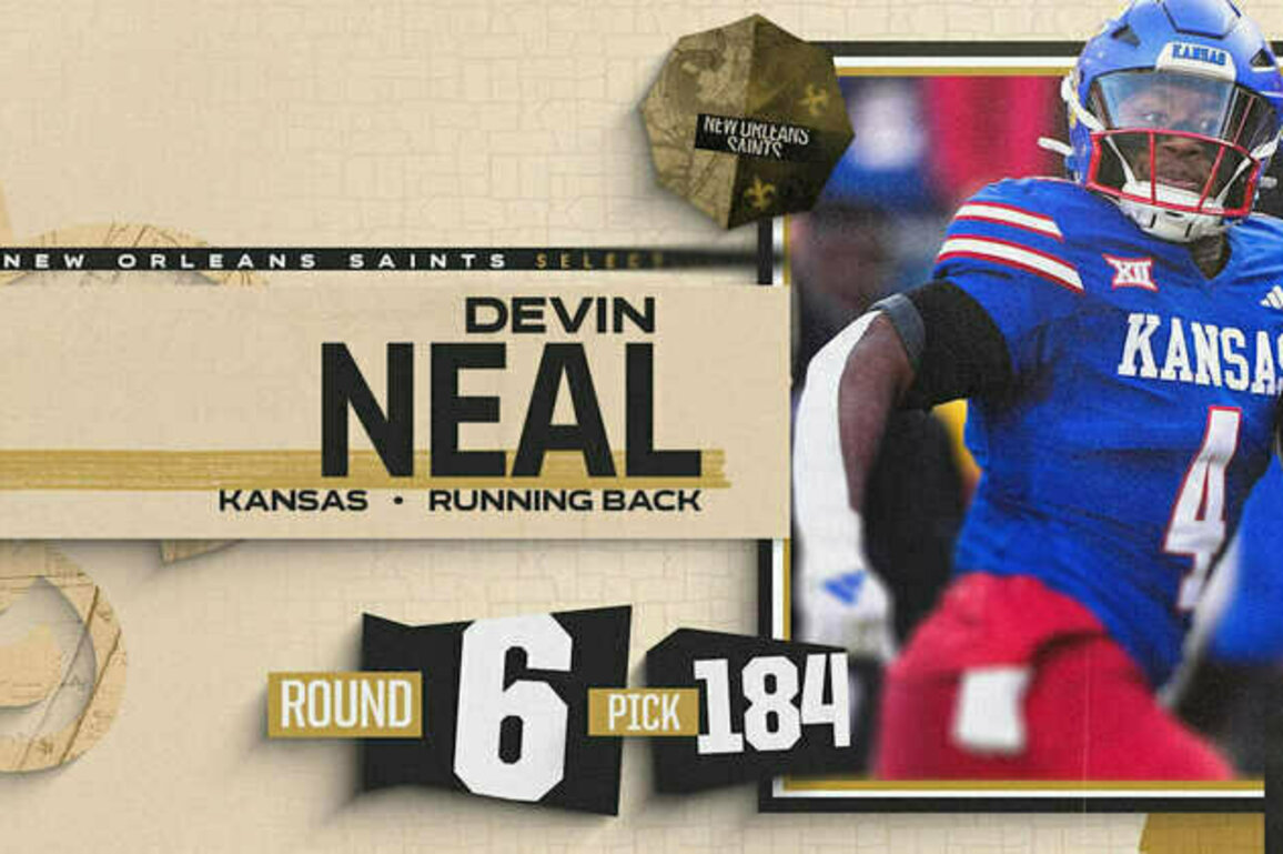Saints select Devin Neal with the 184th pick in the 2025 NFL Draft