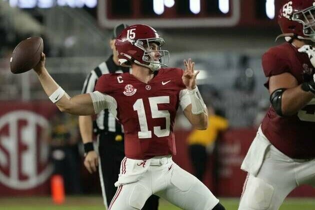 Streaky Ty Simpson, No. 19 Alabama host 2-0 Wisconsin