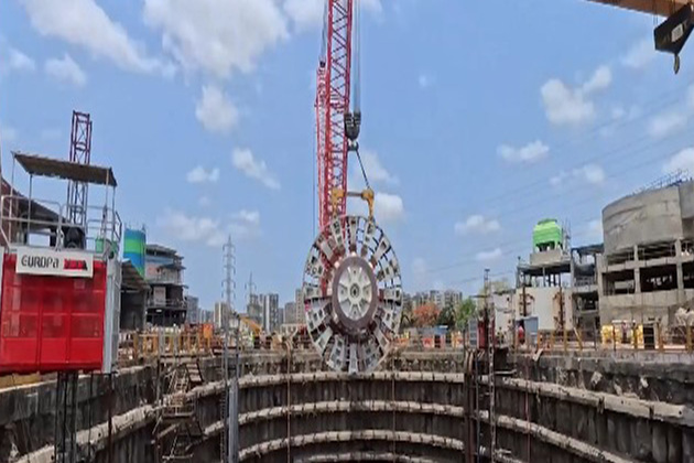 India's largest rail tunnel boring machine cutterhead lowered for Mumbai bullet train project