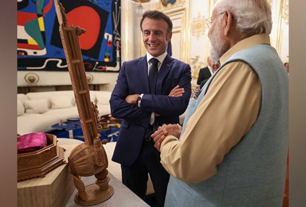 PM Modi gifts sandalwood sitar to French President Macron