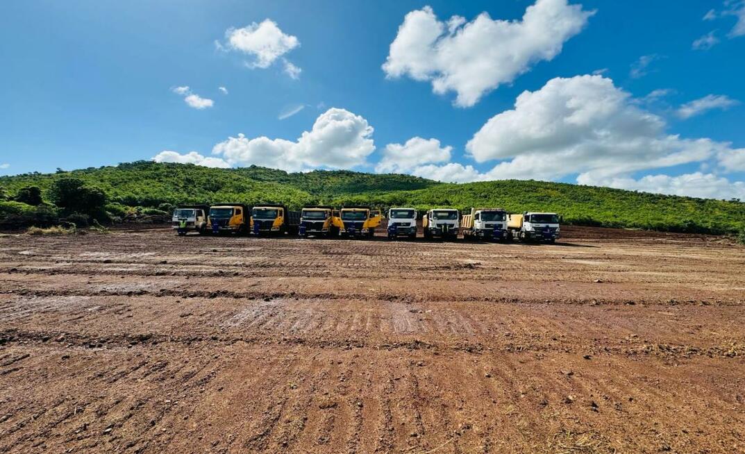 Mining and project equipment laydown area cleared and in use as early works progress across the Kangankunde project.
