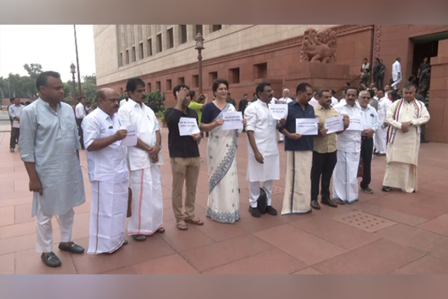 Parliament: Priyanka Gandhi joins Congress protest against arrest of two nuns in Chhattisgarh