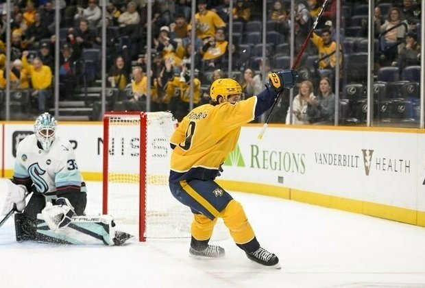 Filip Forsberg scores twice as Preds top Kraken