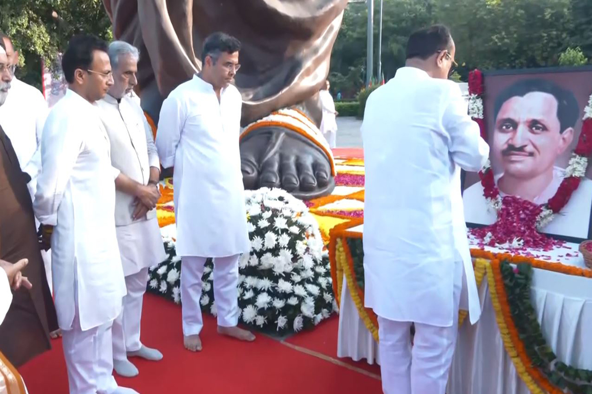 Delhi BJP leaders pay floral tribute to Deendayal Upadhyaya on his birth anniversary