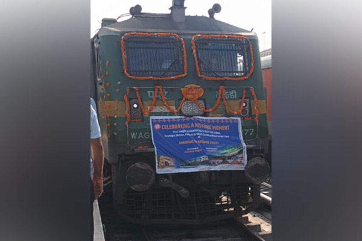First-ever Freight Train carrying cement from Punjab arrives at Anantnag Goods Shed in Kashmir Valley