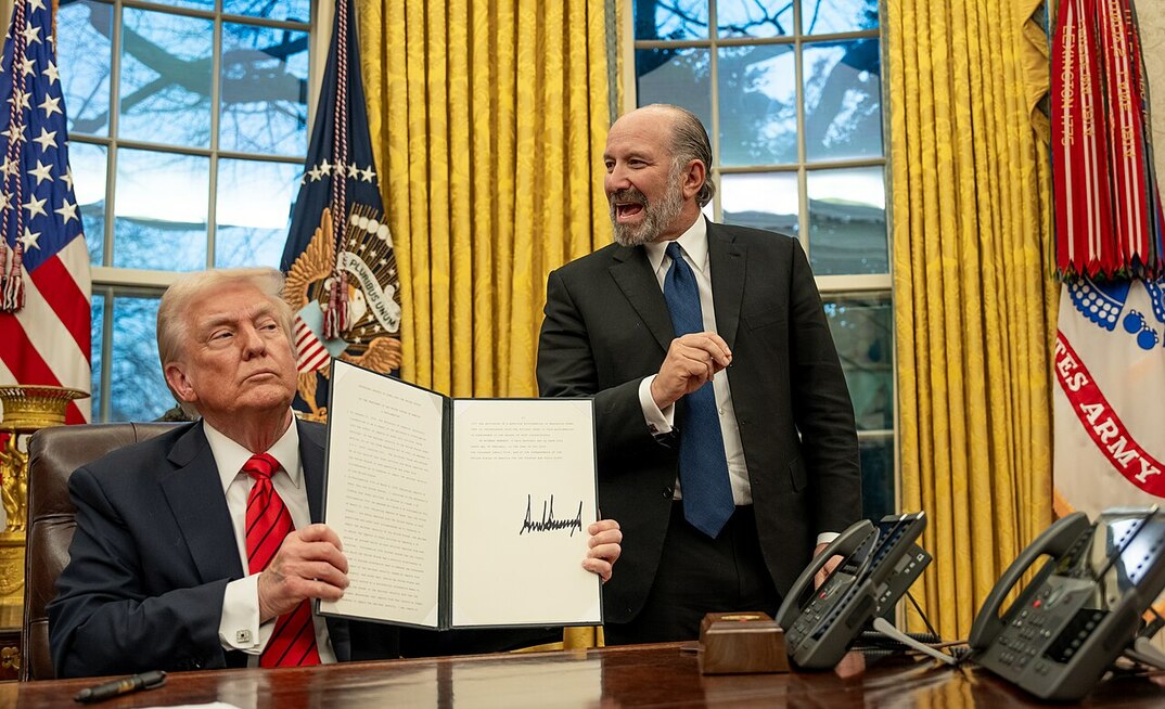 US secretary of commerce, Howard Lutnick, with Trump, February, 2025.