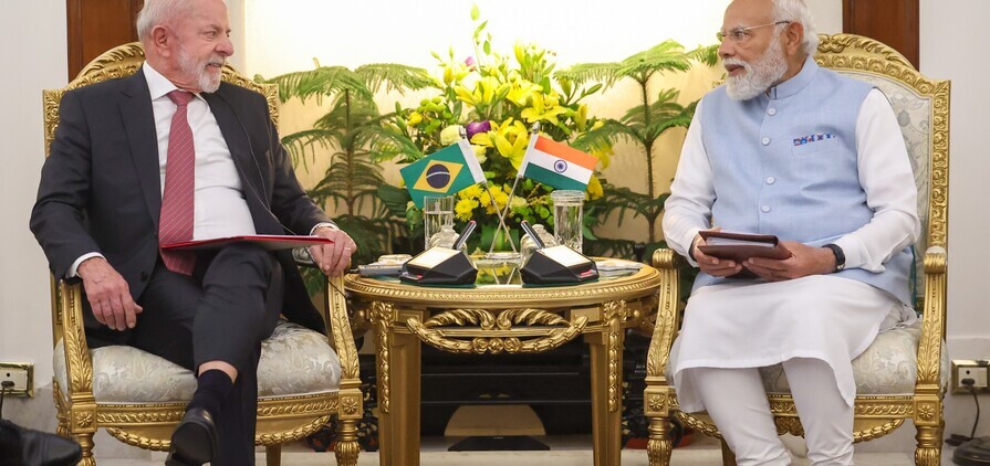 India's prime minister Narendra Modi and Brazil's president Luiz Inacio Lula da Silva in February 2026