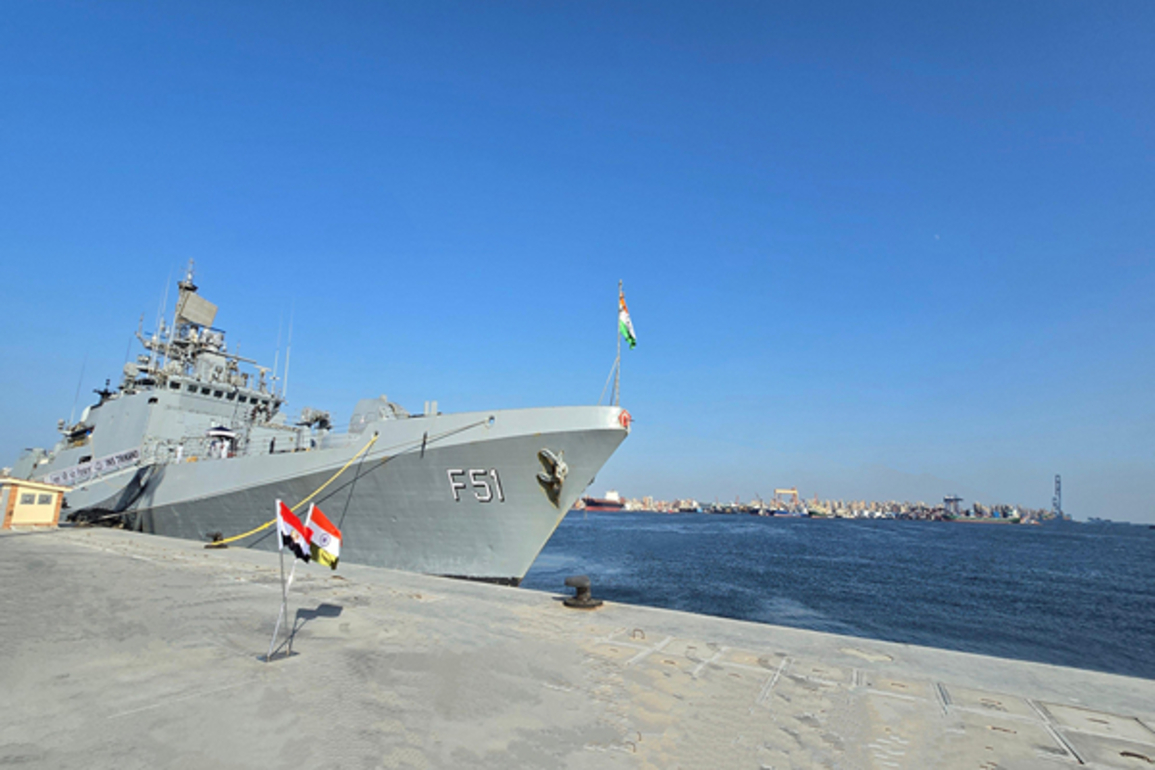 INS Trikand arrives in Alexandria for Exercise Bright Star 2025, to exchange "best practices" against maritime threats