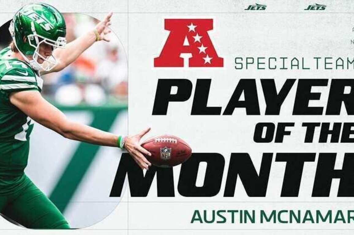 Austin McNamara Named AFC Special Teams Player of the Month