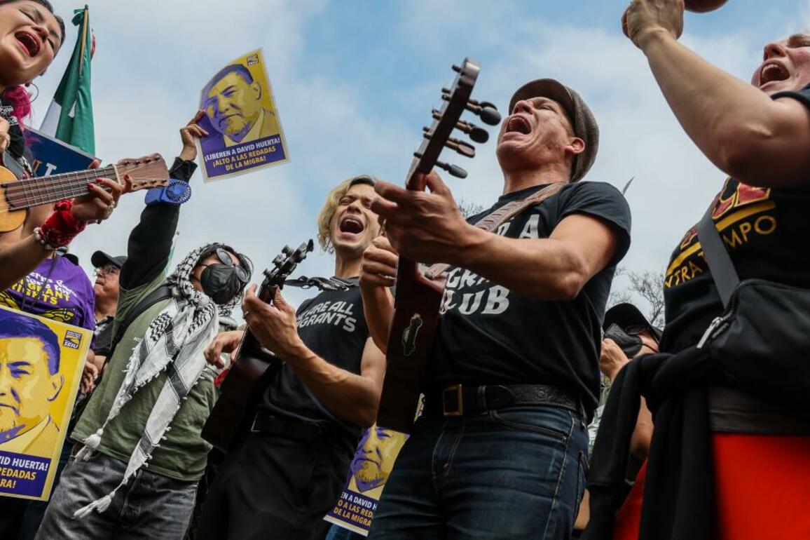 After 'weekend of chaos,' thousands rally to protest ICE raids and arrest of union leader
