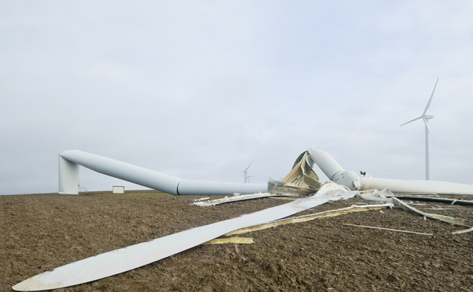 A destroyed wind turbine after a storm | Credit: iStock