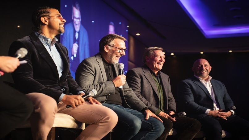 L-R: David Haye, Paul Merson, Glenn Hoddle and David Flatman.