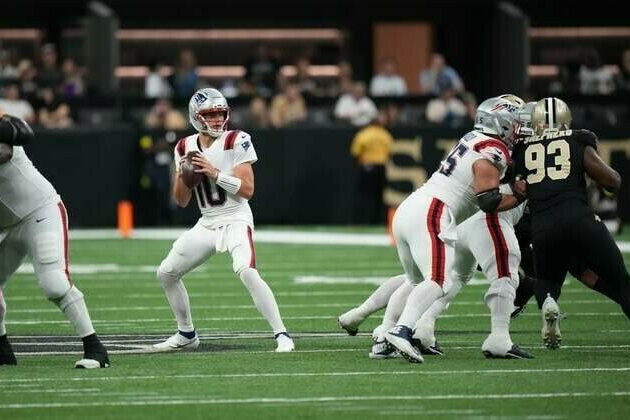 Drake Maye's big day gifts Patriots third straight, win over Saints