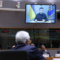 BELGIUM-BRUSSELS-EU SUMMIT-UKRAINE-ZELENSKY-ADDRESS