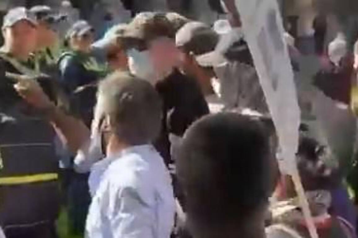 Wild moment pro-Palestine protester hurls disgusting insult at cop at Melbourne rally