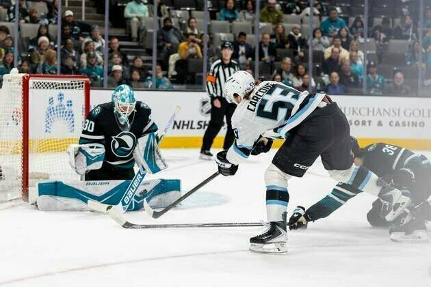 Macklin Celebrini's hat trick carries Sharks past Mammoth in OT