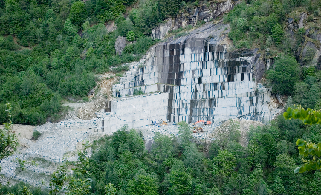 A gray granite quarry in Piedmont, northern Italy