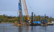  The stability of the Liebherr LRH 600 piling rig working on the foundation piles for the railway bridge in Minnevika is maintained even on the jack-up barge