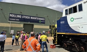 The new locomotives were unveiled at Fortescue's rolling stock maintenance yard in the Pilbara.