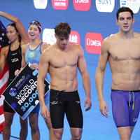 (SP)SINGAPORE-WORLD AQUATICS CHAMPIONSHIPS-SWIMMING-MIXED 4X100M FREESTYLE RELAY