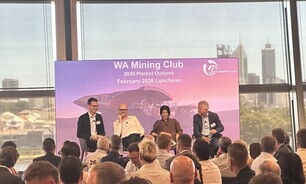 [Left-to-right] Project Blue's Luke Allum, Yeti Ventures' Scott North, NexGen Energy's Stacey Golokin, and Noah's Rule's Sean Russo