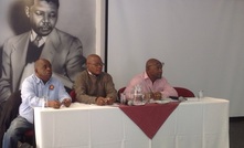 NUM gold sector negotiators caucusing the day before the discussions under the CCMA continued