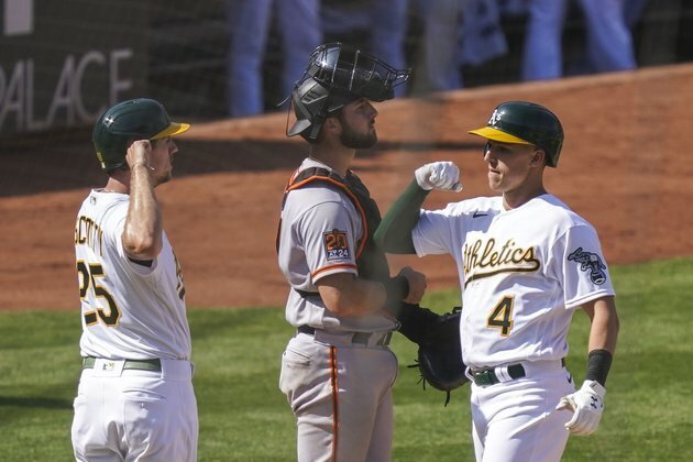A's try to complete sweep of neighbor Giants