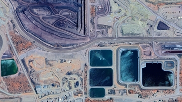 Coloured tailings dams at the Olympic Dam Mine, Australia.