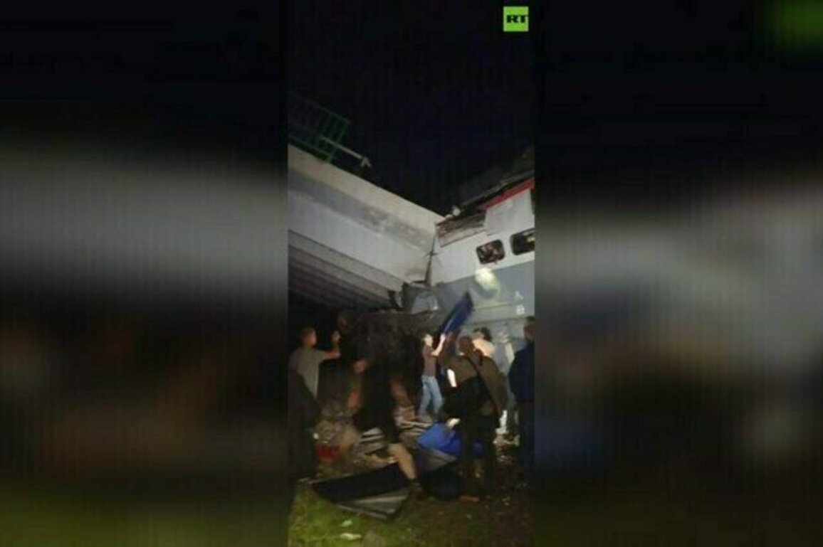 Seven dead after bridge collapses onto Russian train