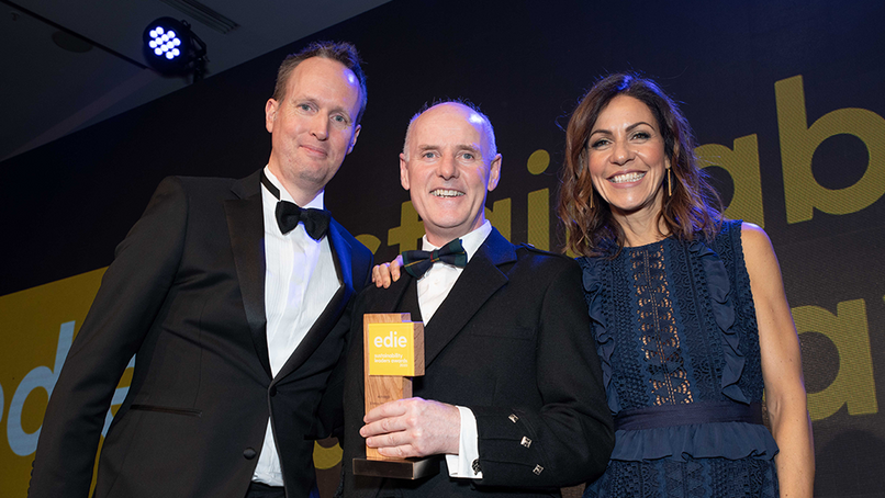 Michael McGowan receiving his award from Julia Bradbury