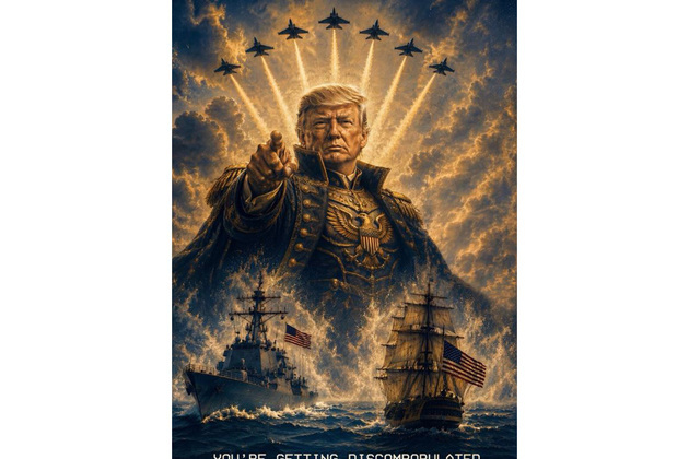 Trump shares confrontational "discombobulated" message alongside striking AI military art