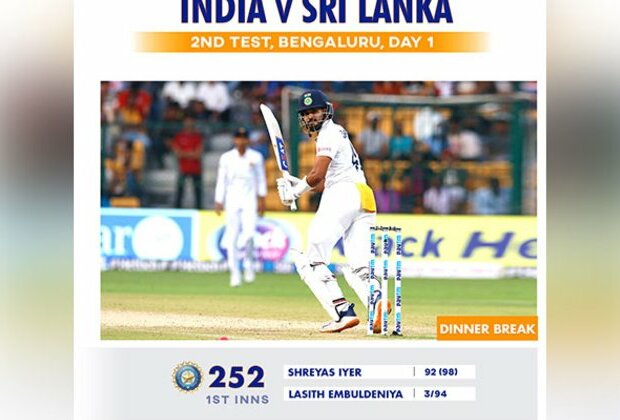 Ind Vs SL, 2nd Test (D/N): Shreyas Iyer's fighting knock helps hosts reach respectable 1st innings total (Dinner, Day-1)