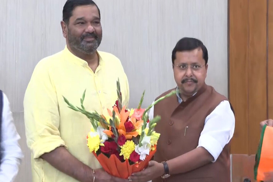 BJP president Nitin Nabin felicitates MP Debashish Samantaray on joining the party