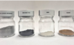 Samples – titanium dioxide (leach trials), magnetite (iron recovery trials), AMV (ammonium metavanadate is a pre-cursor to the V2O5 (preparation) and vanadium pentoxide. Credit: CSIRO