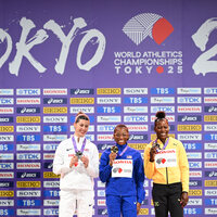 (SP)JAPAN-TOKYO-ATHLETICS-WORLD ATHLETICS CHAMPIONSHIPS-WOMEN'S 200M-AWARDING CEREMONY