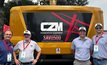 Pictured left to right, with the 500th CZM foundation drilling rig produced in the US, Dalvio Clo, Marcos Clo, Giuliano Clo, CEO of CZM Foundation Equipment, and Marcello Clo. Credit: CZM Foundation Equipment