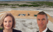 Strike Energy Executive Director and Acting CEO Jill Hoffmann with Triangle Energy MD Conrad Todd. Pictured behind is the recently completed Becos-1 well pad in Western Australia’s Mid West.