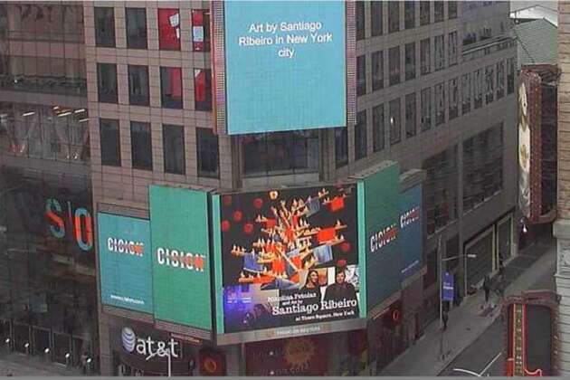 The power of image in Times Square in New York with the art of Santiago Ribeiro